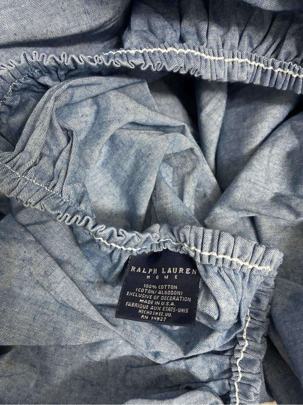Vintage Ralph Lauren home chambray blue denim twin fitted sheet cotton